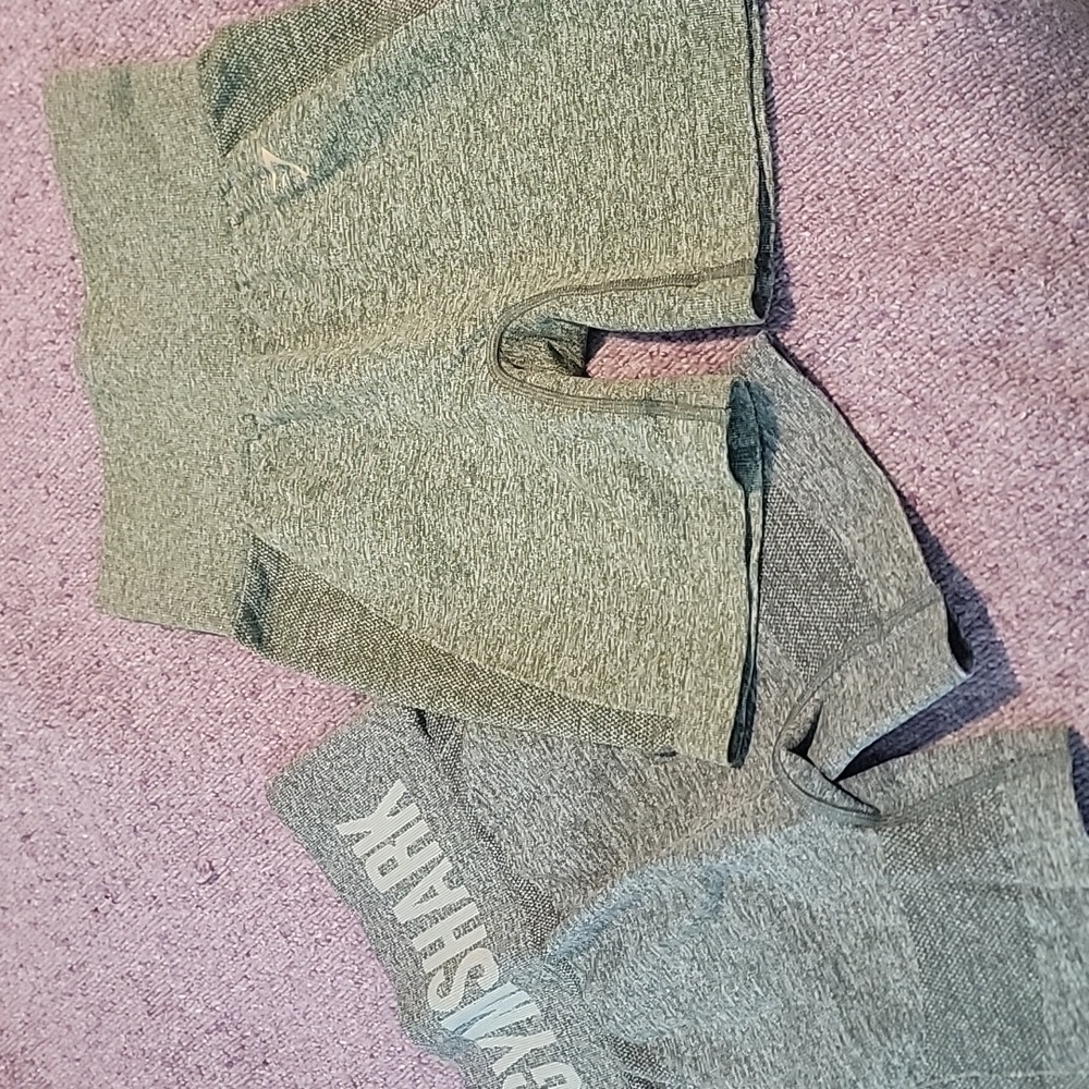 LOT of 2 Gymshark Heather Green And Grey Athletic Shorts